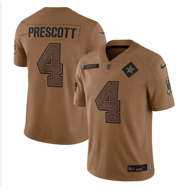 Men Nike #4 Prescott Brown Dallas Cowboys 2023 Salute To Service Retired Player Limited Jersey->indianapolis colts->NFL Jersey